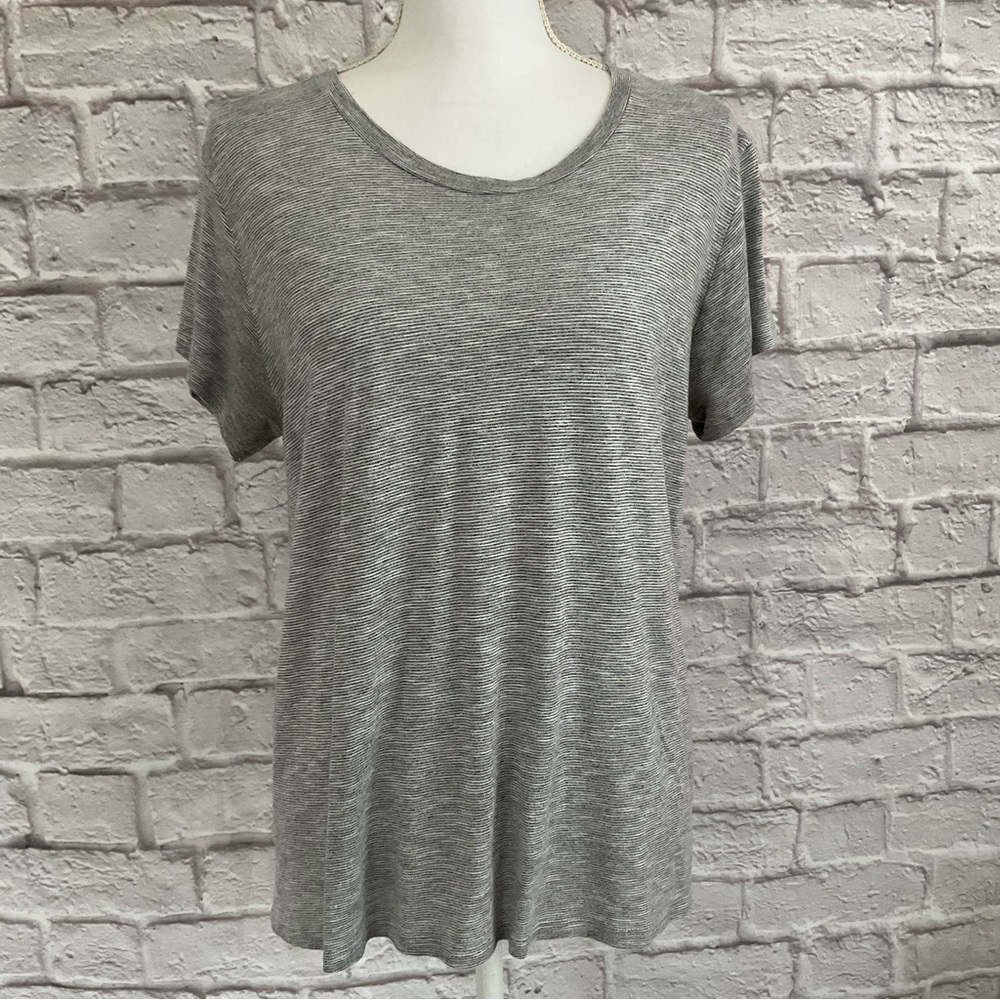 Marine Layer Large L Black White Microstripe Short Sleeve Tee T-Shirt Round Neck